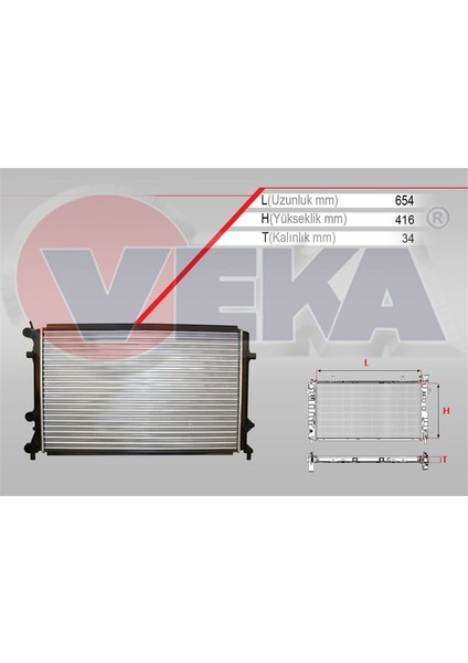VEKA-16-4443 - Su Radyatoru Mekanık Volkswagen Jetta Iv (162) 1.6 M-T 2011-
