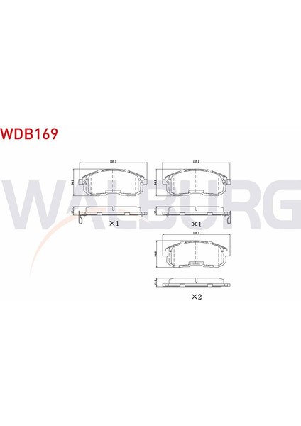 WALBURG-WDB169 - Fren Balata On Ikazlı Tel Delıklı Nıssan Maxıma (J30) 3.0i V6 1988-1994 / 200 Sx (S13) 1.8 1988-1994