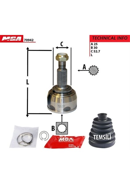 MGA-70942 - Aks Kafası Dıs ( Renault: Grand Scenıc 1.5dcı 2004-)