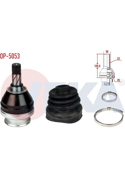 VEKA-OP-5053 - Aks Kafası Sol-Sag On Ic Opel Vectra C 1.6 16V 22×25×35 Uzunluk 139,5 mm 2002-2008