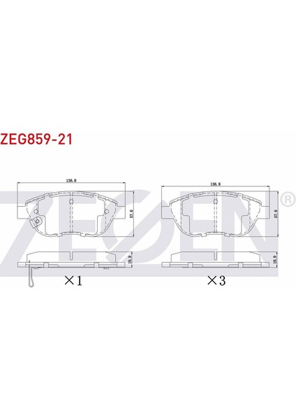 ZEGEN-ZEG859-21 - Fren Balata On Ikazlı Opel Corsa D 1.3 Cdtı 90 Hp 2006-2014 / Corsa D 1.4 90 Hp 2006-2014 / Fıat 500L 1.3 Mjt 2012-/ 500L 1.4 2012-/ Geely Emgrand Ec7 1.5 2010-2014