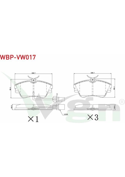 WAGEN-WBP-VW017 - Fren Balata On Fıslı Volkswagen Transporter Iv (70XB,70XC,7DB,7DW) 2.5 D 1990-2003 / Transporter Iv (70XB,70XC,7DB,7DW) 2.5 Tdı 1990-2003