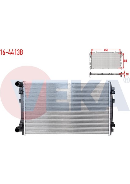 VEKA-16-4413B - Su Radyatoru Brazıng Volkswagen Golf Vıı (5g1) 1.6 Tdı A-T/m-T 2012-