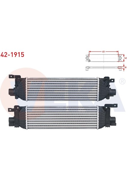 VEKA-42-1915 - Turbo Radyatoru (Intercooler) Ford Fıesta V 1.4 Tdcı - 1.6 Tdcı M-T 2001-2008/ Fusıon 1.4 Tdcı - 1.6 Tdcı M-T 2002-2010