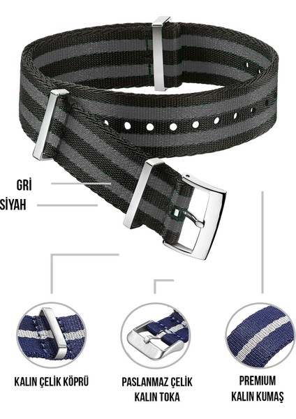 20 mm Fossil-Welder-Casio-Seiko-Omega-Armani Saat Uyumlu Nato Tekstil Kumaş Saat Kordonu F39XWDS-20