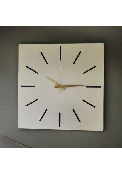 Kare Ahşap Beyaz Renk Sade Sayılı Hediyelik Sessiz Duvar Saati 50 cm fiyatları