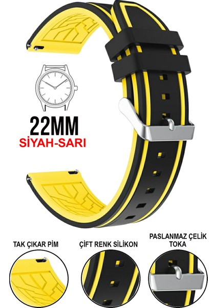 22 mm Fossil-Welder-Casio-Seiko-Omega-Armani Saat Uyumlu Silikon Saat Kordonu Kayışı A5522