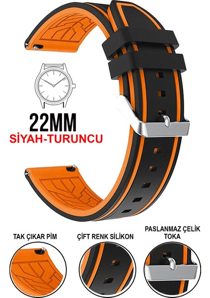 Xiaomi Mi Watch S1-S2 Yuvarlak Kasa Uyumlu 22MM Silikon Saat Kordonu Kayışı A5522MM