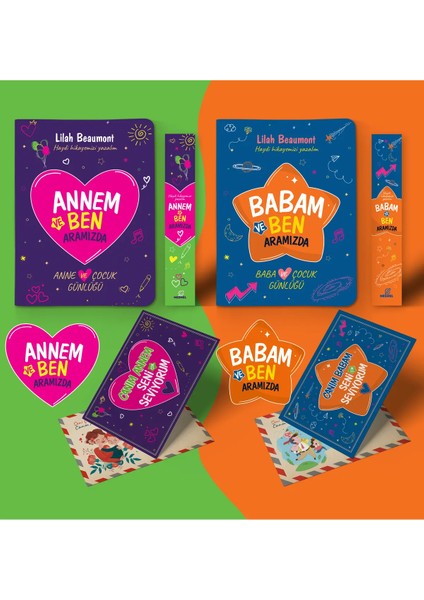 Nesnel Yayınlar Annem ve Ben & Babam ve Ben - Anne - Baba ve Çocuk Günlüğü - Ayraç Kartpostal
