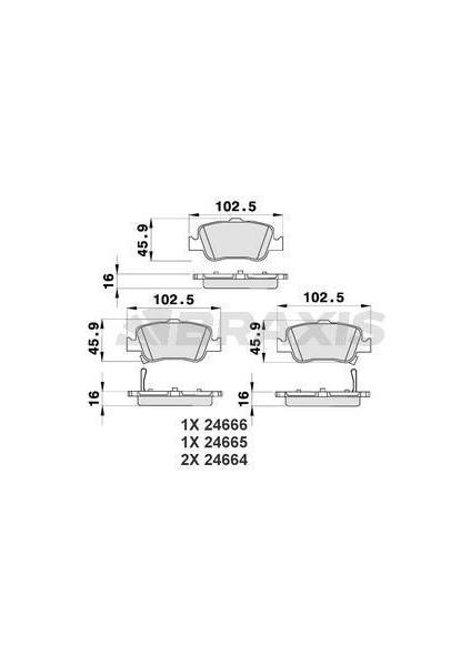 BRAXIS-AB0190 - Fren Balatası Arka Toyota Aurıs 1.4 D4D 1.6 07-> Corolla 1.4 D4D 1.6 07-12 Ikaz Kablolu