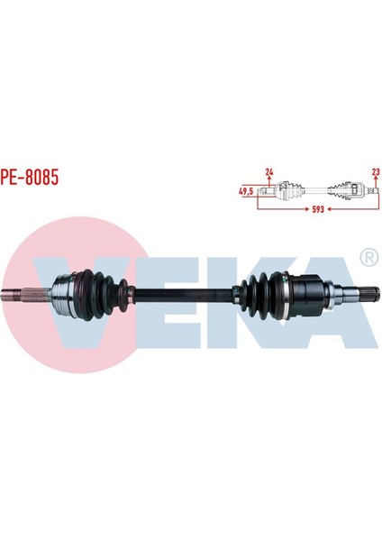 VEKA-PE-8085 - Komple Aks Sol On Peugeot 107 1.4 Hdı Uzunluk 593MM 2005-
