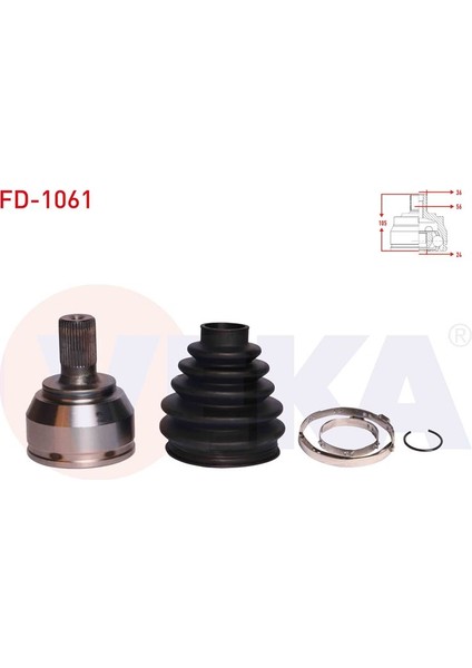 VEKA-FD-1061 - Aks Kafası Sol-Sag On Dıs Ford Focus Iı (Da) 1.6i 36×24×56 Uzunluk 105 mm 2004-2011