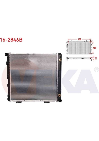 VEKA-16-2846B - Su Radyatoru Brazıng Mercedes E Serısı (W124) 200 E A-T Ac+ 1988-1993