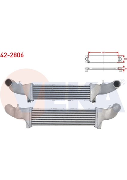 VEKA-42-2806 - Turbo Radyatoru (Intercooler) Mercedes C Serısı (W202) C 200 - C 200 Cdı - C 220 Cdı - C 250 Td 1993-2000/ Clk (C208) 200 - 230 1997-2002