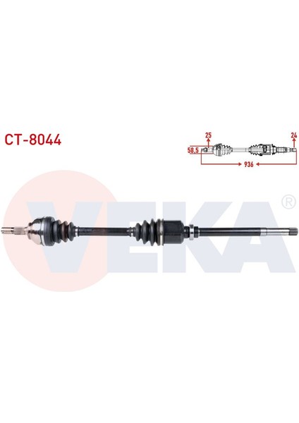 VEKA-CT-8044 - Komple Aks Sag On Cıtroen C5 Iı (Rc) 1.6 Hdı M-T Uzunluk 936MM 2004-2008