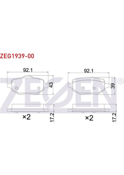 ZEGEN-ZEG1939-00 - Fren Balatası Arka Peugeot 208 Iı - 2008 Iı - Ds3 Crossback 1.2 Puretech - 1.5 Bluehdı 2019- / Opel