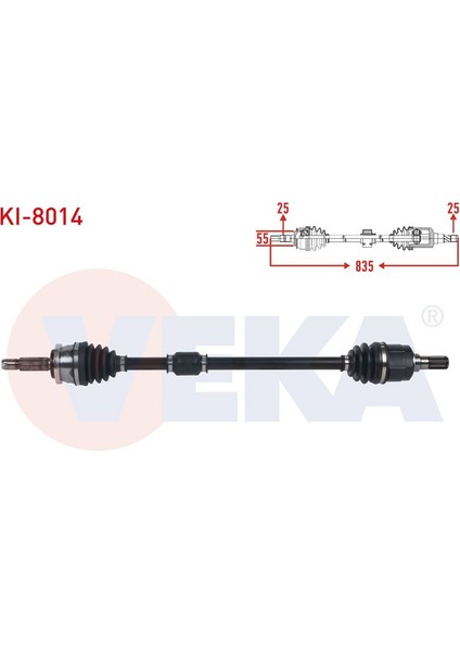 VEKA-KI-8014 - Komple Aks Sag On Uzunluk 835MM Kıa Pıcanto (Ja) 1.0 M-T 2018-