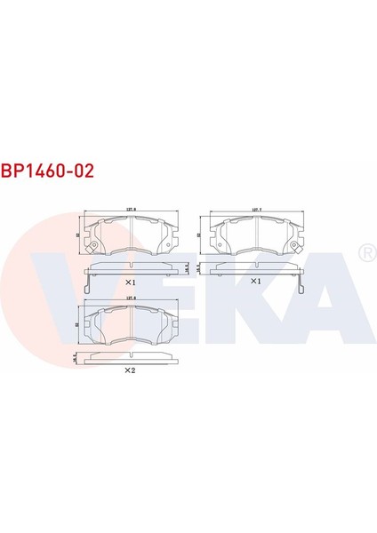 VEKA-BP1460-02 - Fren Balata On Ikazlı Mıtsubıshı Lancer Iv (C6A,C7A) 1.8 Gtı 1988-1994 / Lancer V (Cb/da) 1.8i 1992-1996 / Galant V (E5A,E7A,E8A) 1.8 1992-1996