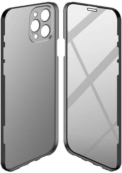 Apple iPhone 13 Pro Max Uyumlu Kılıf Ince Mat Cam + Arka Kapak 360 Tam Koruma Ledo Arbinovo