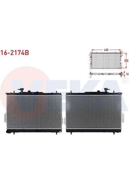 VEKA-16-2174B - Su Radyatoru Brazıng Hyundaı Matrıx 1.6 M-T 2001-2010