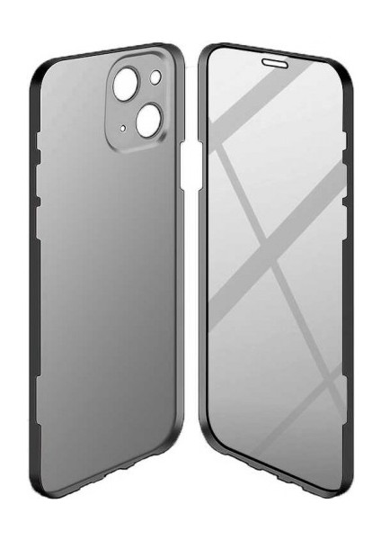 Apple iPhone 13 Mini Uyumlu Kılıf Ince Mat Cam + Arka Kapak 360 Tam Koruma Ledo Arbinovo