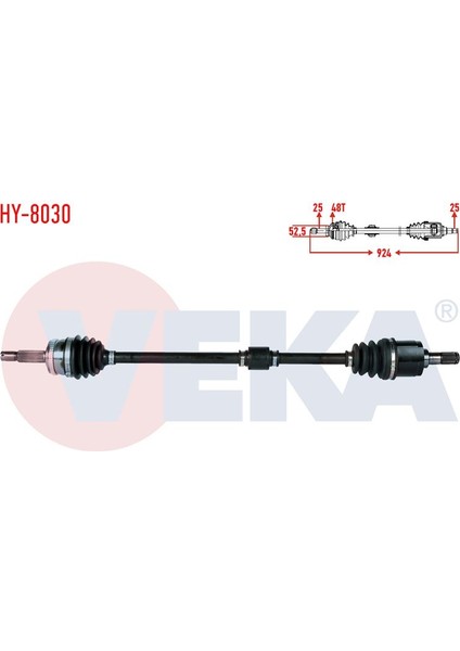 VEKA-HY-8030 - Komple Aks Sag On Hyundaı Accent Era 1.4i 16V Abslı 48 Dıs Uzunluk 924MM 2006-2012