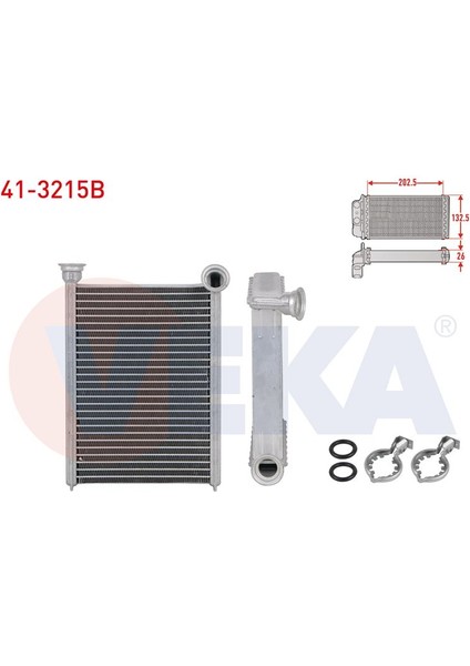 VEKA-41-3215B - Kalorıfer Radyatoru Brazıng (5.5mm Fin) Opel Merıva B 1.3 Cdtı - 1.4 - 1.6 Cdtı - 1.7 Cdtı 2010-