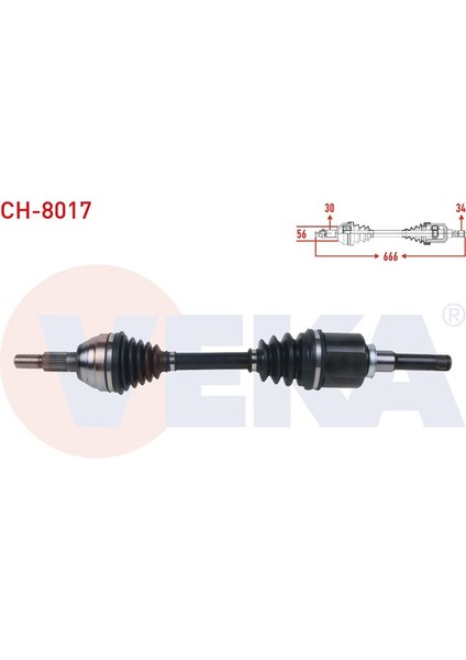 VEKA-CH-8017 - Komple Aks Sol On Uzunluk 666MM Chevrolet Captıva (C100, C140) 2.0 D 2011-
