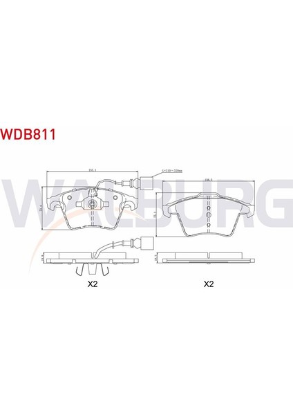 WALBURG-WDB811 - Fren Balata On Ikazlı Volkswagen Touareg (7la,7l6,7l7) 3.2i V6 2002-2010