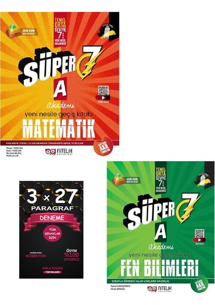 (Sınıf: 7) Matematik / Fen Bilimleri Süper A Akademi Yeni Nesile Geçiş Kitabı Set