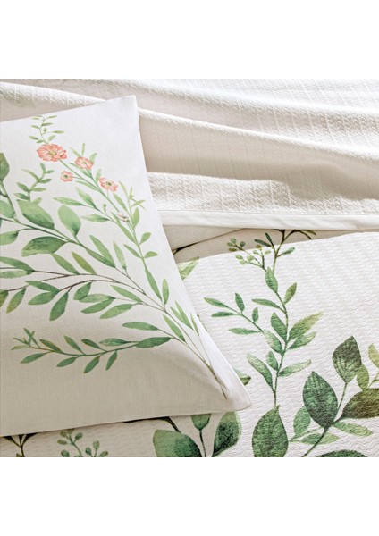 Bloomy Yeşil Çift Kişilik Pamuklu Pike Takımı