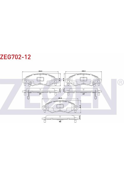 ZEGEN-ZEG702-12 - Fren Balata On Ikazlı Opel Agıla A (H00) 1.0 12V 2000-2007 / Agıla A (H00) 1.2i 16V 2000-2007