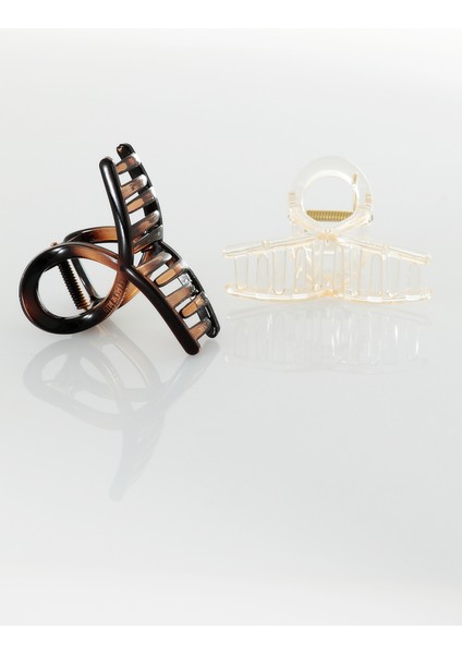 2'li Set Şeffaf Desenli Parlak Kaymaz Mandal Saç Tokası fiyatları