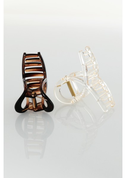 2'li Set Şeffaf Desenli Parlak Kaymaz Mandal Saç Tokası modelleri