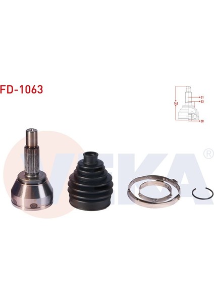 VEKA-FD-1063 - Aks Kafası Sol-Sag On Dıs Ford Fıesta Vı 1.5 Tdcı 25×23×53 Uzunluk 143 mm 2008-2012
