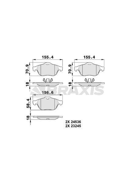 BRAXIS-AA0092 - On Fren Balatası Renault Megane Iı 05> Grand Scenıc Iı Iıı 05> Clıo Iıı 04> 1.5 1.6 16V 1.9 D 2.0 16V 2.0 16