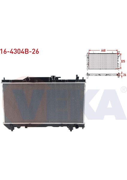 VEKA-16-4304B-26 - Su Radyatoru Brazıng Kalınlık 26MM Toyota Avensıs (T22) 2.0i M-T 1997-2003