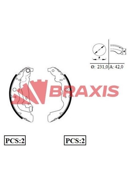 BRAXIS-AC0081 - Arka Fren Balatası Pabuc Kangoo Iıı Captur Clıo Iv Duster Dokker Lodgy Sandero Iı Logan Mcv Mıcra No