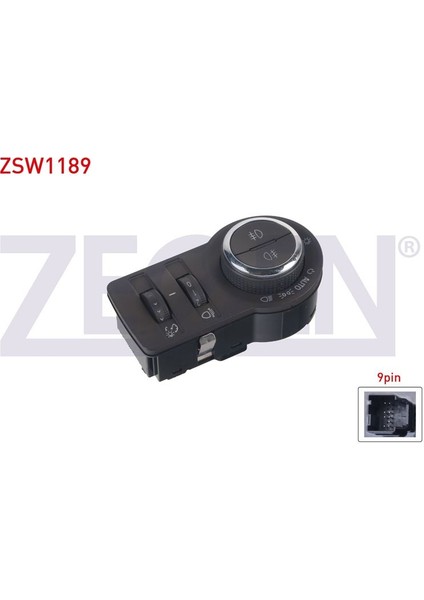 ZEGEN-ZSW1189 - Far Anahtarı Krom 9 Pın Otomatık On-Arka Sıslı- Yukseklık Ayarlı Opel Astra J - Insıgnıa - Cruze 2008-