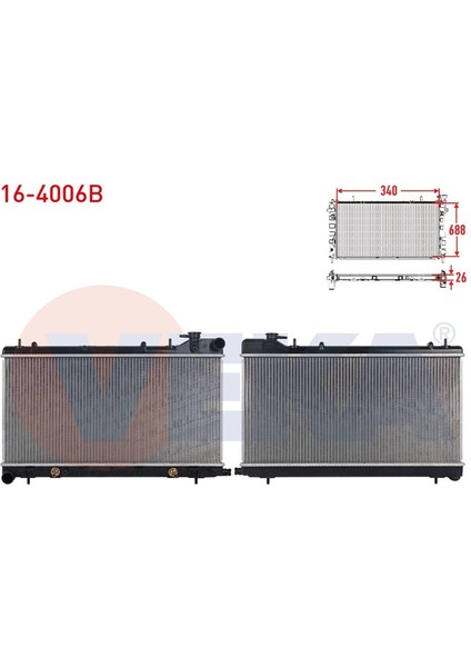 VEKA-16-4006B - Su Radyatoru Brazıng Subaru Forester (Sf) 2.0 S Awd A-T 1995-2002 / Impreza (Gc) 1.6i Awd 1992-2000