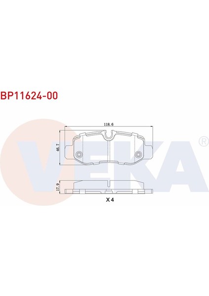 VEKA-BP11624-00 - Fren Balata Arka Mercedes Vıto (W447) 111 Cdı 2014- / (W447) 114 Cdı 2014- / (W447) 116 Cdı 2014- / (W447) 119 Bluetec 2014-