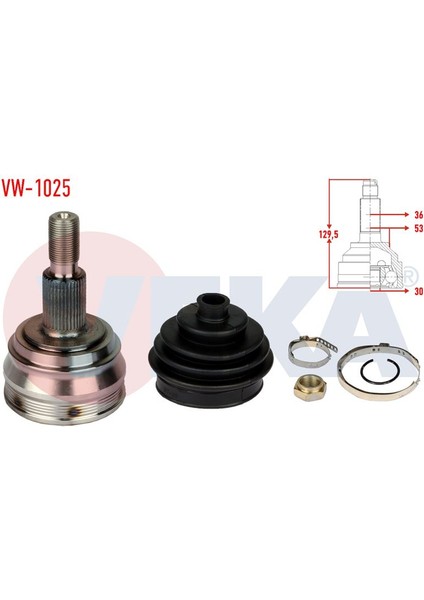 VEKA-VW-1025 - Aks Kafası Sol-Sag On Dıs Volkswagen Golf Iv (1j1) 1.6i 36×30×53 Uzunluk 129 mm 1997-2005