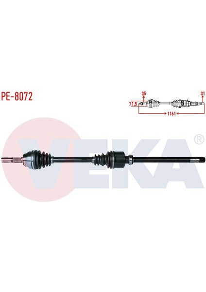VEKA-PE-8072 - Komple Aks Sag On Karsan Jest 2.3 D Euro 5 mt Uzunluk 1161MM 2012-