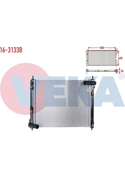 VEKA-16-3133B - Su Radyatoru Brazıng Nıssan Juke 1.6 Dıg-T A-T/m-T 2010-
