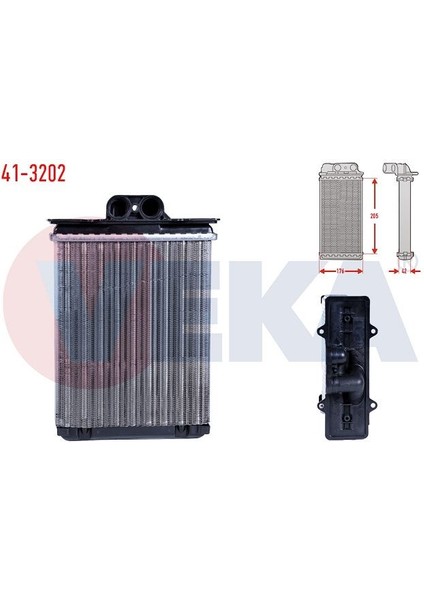 VEKA-41-3202 - Kalorıfer Radyatoru Mekanık Opel Vectra B 1.6i Klımalı Borusuz 1995-2003