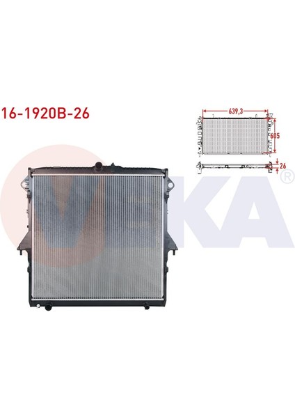 VEKA-16-1920B-26 - Su Radyatoru Brazıng Kalınlık 26MM Ford Ranger (Tke) 2.2 Tdcı M-T Ac+ 2011-