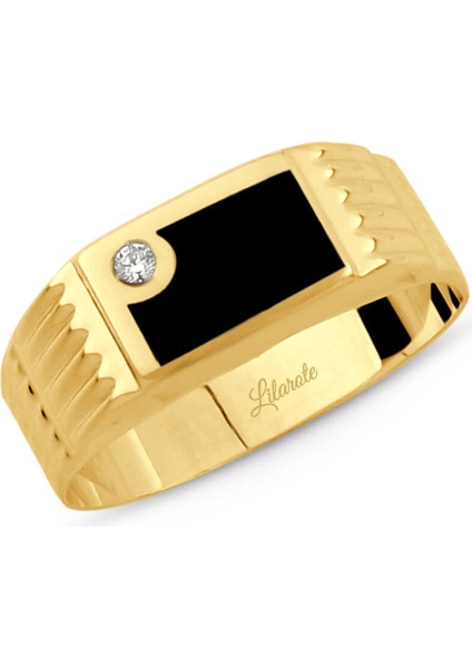 Erkek Taşlı Siyah Mineli Yüzük