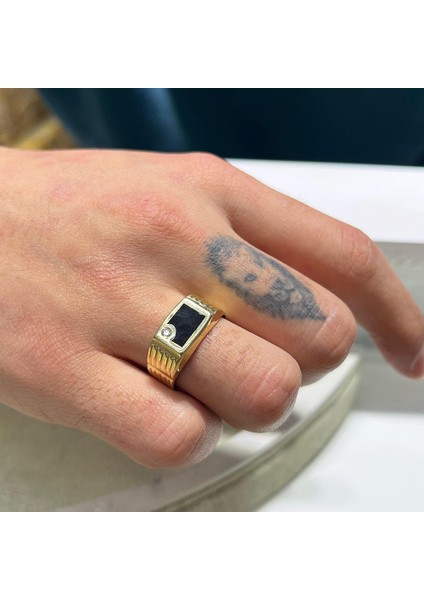 Erkek Taşlı Siyah Mineli Yüzük fiyatları