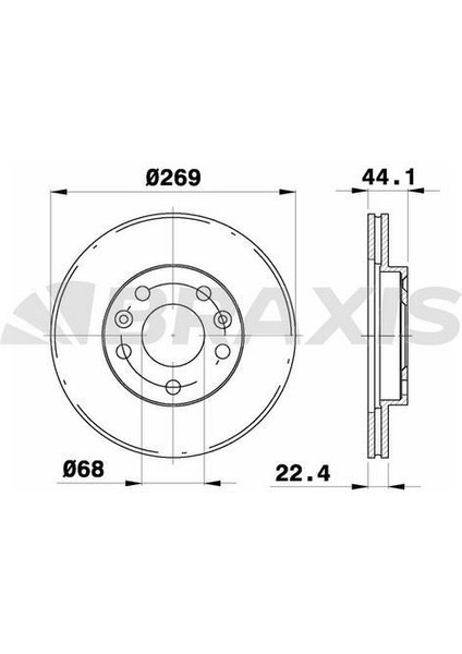 BRAXIS-AE0261 - On Fren Aynası (Dıskı) Dacıa Duster 10> Megane Iv 15> (269×22,5×68×44) 5 Bıjon