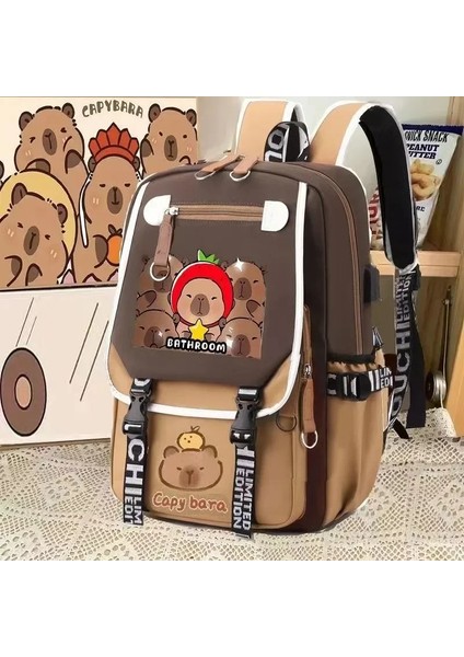 Kawaii Capybara Üniversite Okul Günlük Sırt Çantası (Yurt Dışından)